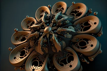 pattern, antique, decoration, ornament, design, gold, detail, golden, flower, texture, fractals, mandelbulb, 3d, generative, complex, geometric, abstract, mathematical, visual, background, wallpaper, vintage, sea urchin, anemone, spiral, volute, grandeur, opulence, victorian, imperial, precious materials, regal, majestic, luxurious, ornate, traditional, classic, elegant, sophisticated, rich, intricate, symmetrical, balanced, cultural, craftsmanship, grandiose, gothic, rose window